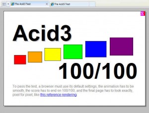 Acid3 Testergebnis mit IE8 und Google Chrome Frame