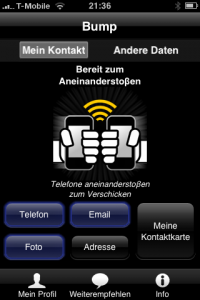 iPhone App Bump - Kontaktdaten austauschen
