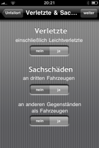 iPhone App Unfallbericht - Schadensangabe