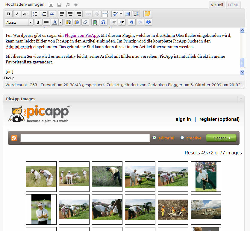 PicApp als Plugin in WordPress