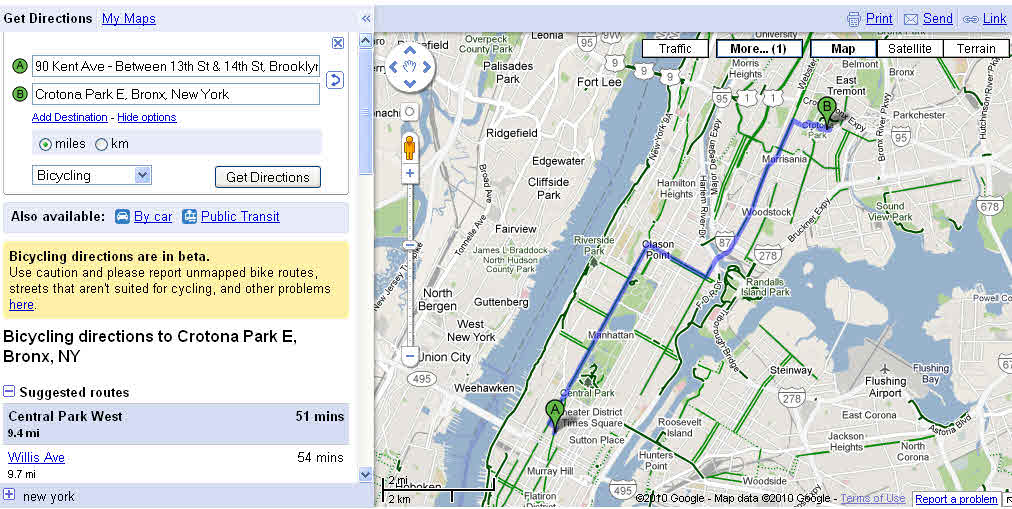 Google Maps - Fahrradrouten