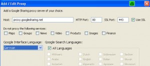 GoogleSharing - Optionsdialog