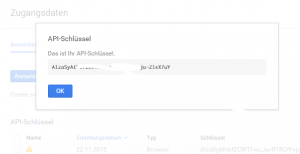 Generierte API Schlüssel
