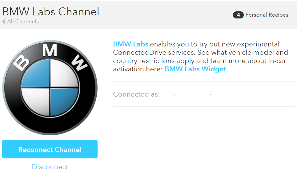 ifttt Channel aus den BMW Labs