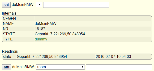 Ergebnis in FHEM nach Ausführung von ifttt