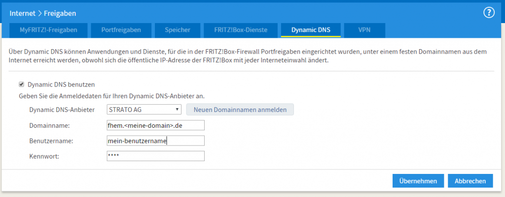 Einrichtung von DynDNS in Fritzbox