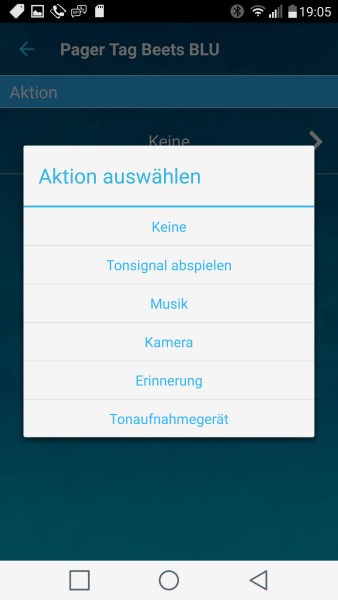 PagerTag App - Remote Funktionen auswählen