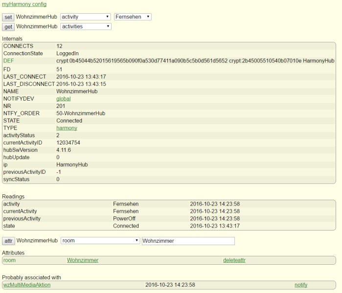 FHEM Modul Harmony in meiner FHEM Umgebung